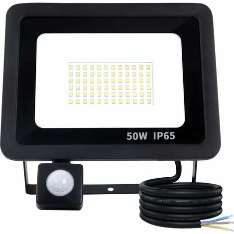 Projecteur LED Extérieur - 50 W - 5000 Lm - Détecteur De Mouvement PIR - Angle 180° - Étanchéité IP66 - 6500 K - 72 LED - 1 Pièce (1/5)