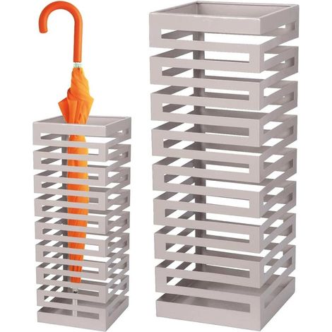 Portaombrelli in Metallo Design Moderno Porta Ombrelli Quadrato Stand Grigio (1/3)