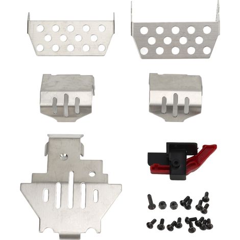 6 Plaques de Protection Châssis en Acier Inoxydable pour Voiture RC Traxxas 1/10 - Interrupteur de Réinitialisation ESC et Blindage de Soubassement, Kit de Renfort de Coque (1/5)