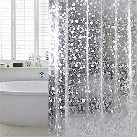 Cortina de ducha resistente al moho, impermeable, de EVA, transparente, incluye 12 ganchos cortina ducha (transparente, 200 cm, 180 x 200 cm) (1/5)