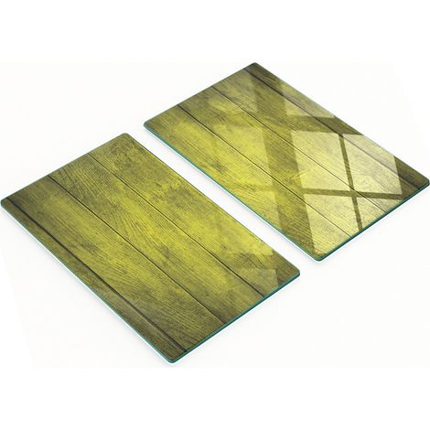 Tablas de servir de cristal para cocina con gráficos, color amarillo, 2x30x52 cm. (1/5)