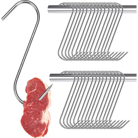 Filiyano-Crochets de boucher en acier inoxydable, lot de 30 crochets polyvalents en forme de S de 15 cm pour la cuisine, la transformation de la (1/5)