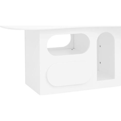 Table basse blanche en forme de nuage avec tiroirs et étagères ouvertes 97 x 45 x 43,5 cm (1/5)