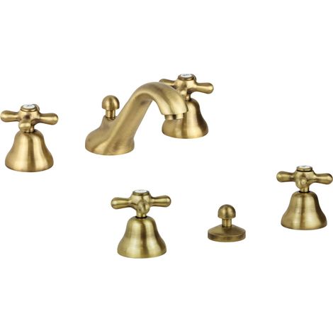 Set rubinetteria lavabo e bidet a tre fori in colore bronzo antico Gattoni Calypso KITCALY4BR