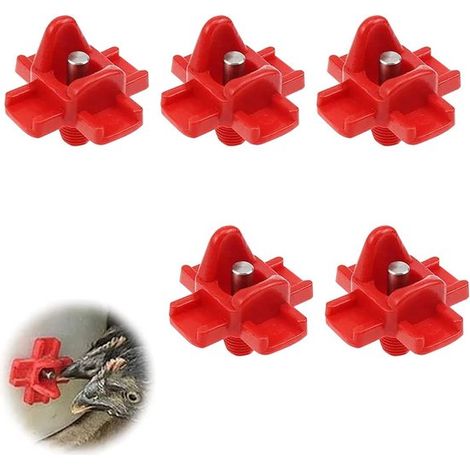 5 bebederos automáticos para pollos y aves de corral - Rojo, fácil instalación (1/5)