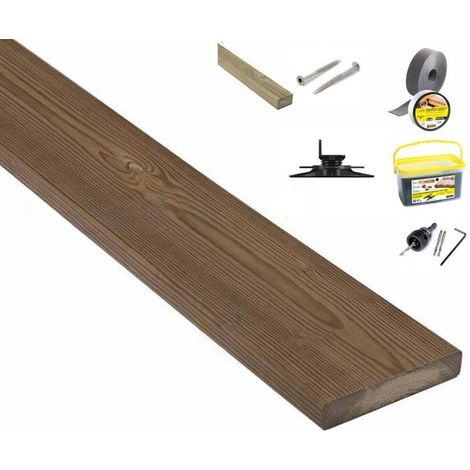 Kit terrasse 40m² en lame PIN DU NORD US avec Lambourde, vis, cale de ventilation, plot pvc et Bande bitumineuse (1/5)