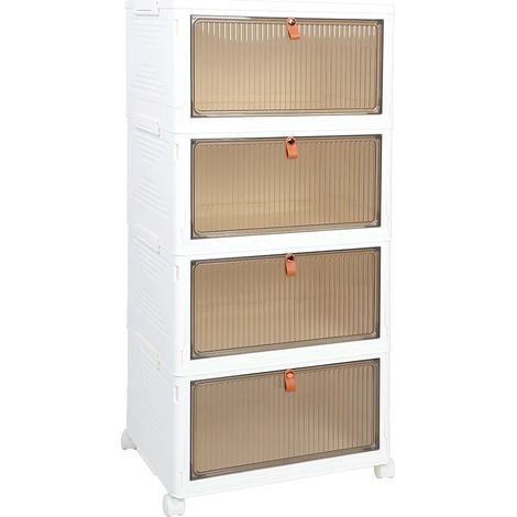 Caja de almacenamiento, diseño plegable, móvil con ruedas, 4 niveles (1/2)