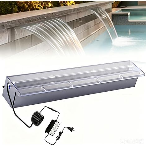 Kit De Cascade De 30cm pour Bassin,Cascade Bassin,Lame d' Eau Piscine Jardin en Acrylique avec LED 16 Couleurs,Convient pour Les Jardins,Les Cours,Les Piscines,Les Étangs,Etc. (1/5)