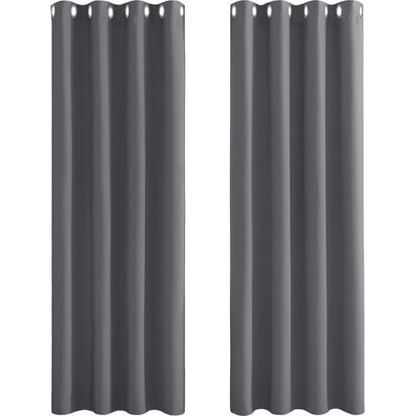 Rideau Occultant - Rideaux Thermique Gris Paire de Rideaux à Oeillets Isolation Thermique Décoration Anti Chaleur pour Chambre 140 x 240 cm 2 Pièces (1/5)