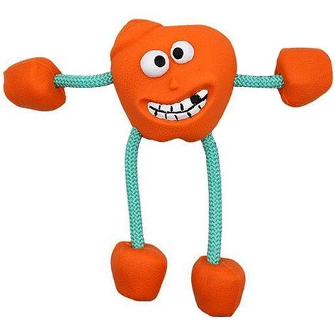 Balle en caoutchouc avec couineur, jouet à mâcher en corde avec corde et corde résistante aux morsures (1/4)
