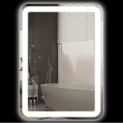Specchio da bagno LED 50 x 70 cm con 3 colori luce, touch, IP44, antiappannamento (1/5)