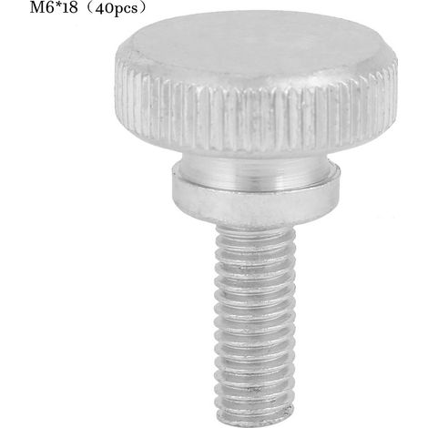 40 Vis M6 en acier carbone zingué, tête moletée plate, boulons à main (M6 x 18 mm) (1/5)