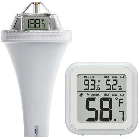 Kabelloses Schwimmthermometer mit dreifachem LCD-Bildschirm, Außenwassertemperaturmonitor für Schwimmbäder, Aquarien und Teiche