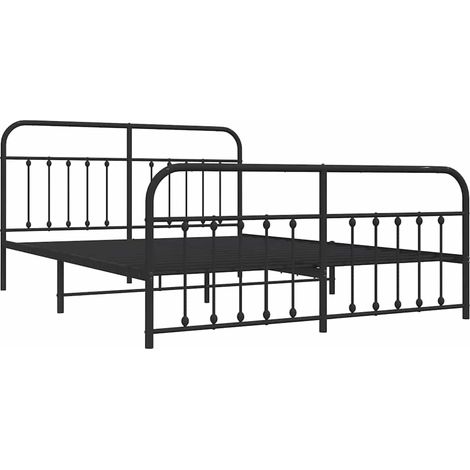 vidaXL Giroletto con Testiera e Pediera Metallo Nero 183x213 cm (1/5)