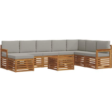 Outdoor Sofa Set 9 pcs Natural and Light Grey Solid Acacia Wood vidaXL (1/5)