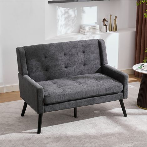 Sofá 2 plazas tapizado con patas de madera OKMYHOME (1/5)
