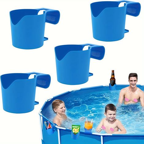4 Pièces Porte Gobelet Piscine Hors Sol, Accessoire Piscine, Accessoires Piscine Hors Sol Porte-Gobelets de Piscine en Plastique, Bleu et Rose Porte-Gobelet au Bord de La Piscine (1/5)