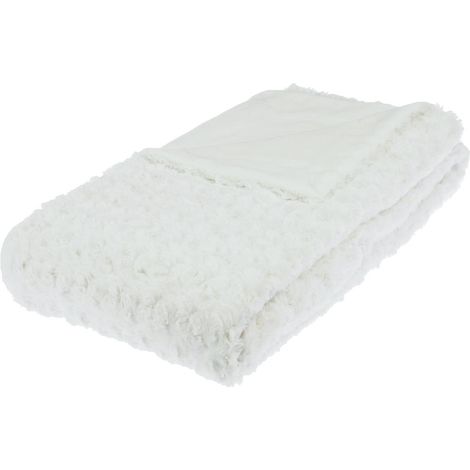 Plaid bouclette in pelliccia sintetica bianca 120x160cm - Atmosphera créateur d'intérieur