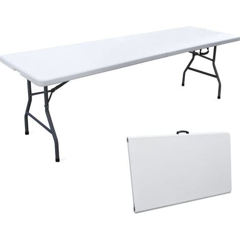 Table de jardin pliable SILVERA XL transportable dans une mallette 244X76X74 cm