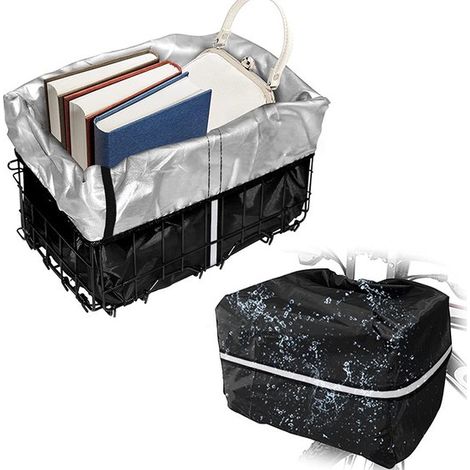 Housse de panier de vélo imperméable - Protection pluie pour panier de vélo avant - Housse pluie pour panier arrière - 42 x 33 x 25 cm - Pour tous les paniers - Facile à installer (1/4)