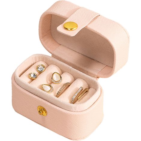 Ring Box - Portable Jewelry Organizer - Travel Ring Storage Case - For Wedding Rings And Earrings - 1 Piece (1/5)