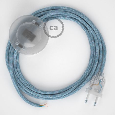 Creative-Cables Câblage pour lampadaire avec câble ZigZag de 3 m – (Câble 2x0,75 mm² bleu RD75, prise et interrupteur transparents) – Conforme aux normes de sécurité (1/5)