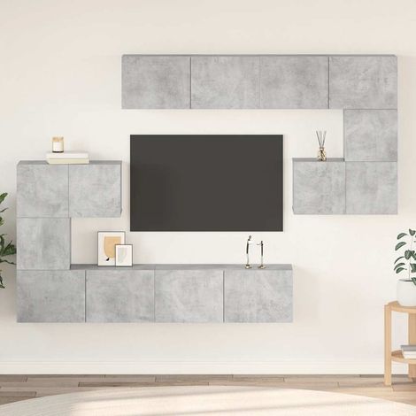8-tlg. TV-Schrank-Set Betongrau Holzwerkstoff