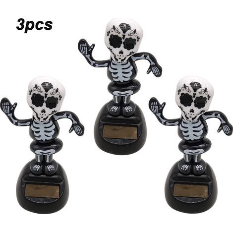 Décoration squelette fantôme solaire Halloween pour bureau tableau de bord voiture figurine lumineuse extérieur intérieur (1/5)