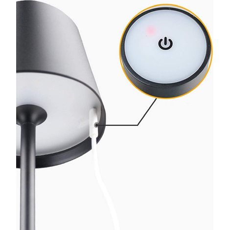 Lampe de table à led rechargeable par USB allumage contact lumière chaude H38cm