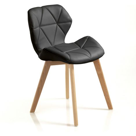 Set 2 sedie in pelle sintetica nera cm. H.77 x L.48 x P.55