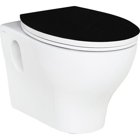 Abattant WC Preto universel charniere en inox, couleur: noir/blanc, Duroplast (1/4)