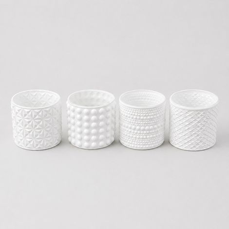 ARPIMEX Vasetti Vetro Portacandele D 7 Cm H 6,8 Cm Bianco Mix 4 Pz