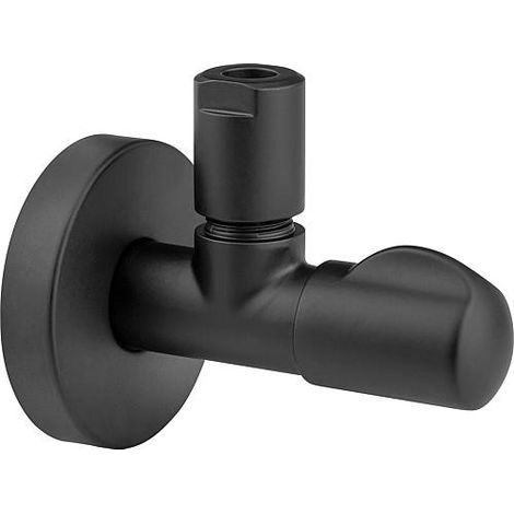 Design-Vanne d'angle DN15 (1/2") couleur: noir mat avec ELB 10mm