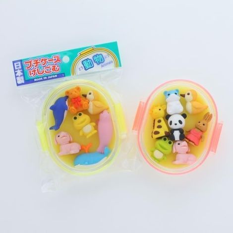 Set di 7 gomme da cancellare a forma di animali