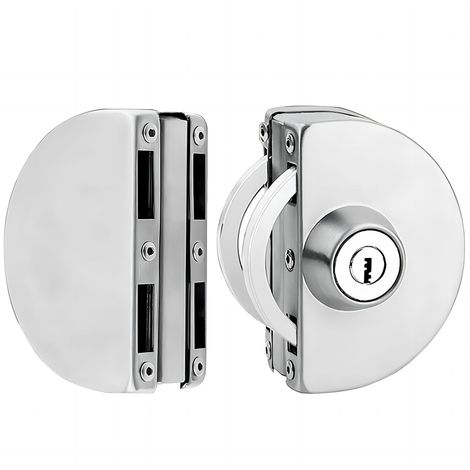 Serrure de Porte en Verre en Acier Inoxydable Avec Clé en Cuivre pour Bureau, Maison, Salle de Bain D'épaisseur de Verre 10-12 mm (1/5)