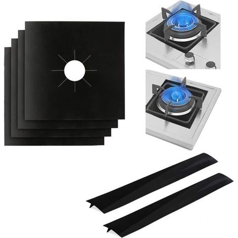 Protection de Cuisinière - Non spécifié - Couvercles de Brûleur Gaz - Teflon - Noir - Lot de 4 (1/4)