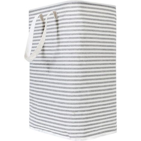 72 Liter Gray Foldable Laundry Basket, 40x30x60cm, Waterproof Fabric, Foldable Striped Fabric Dirty Laundry Basket (1/5)