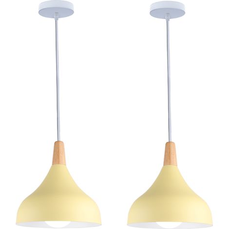 (2X) Lustre Moderno Nórdico Lámpara Colgante Minimalista Amarillo Lámpara De Techo De Interior Creativa Para Dormitorio, Oficina E27