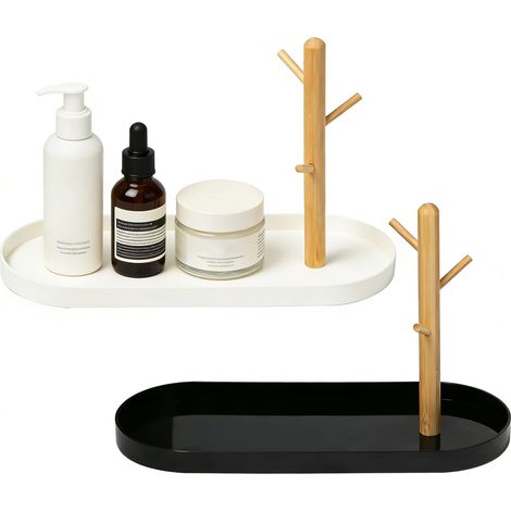 2 Pièces Plateau Porte Clés pour la Table D'entrée avec des Branches Plateau Décoratif Ovale Plateau Ovale Plastique Arbre à Clés Plateau Organisateur pour Clés, Bijoux, Montres (1/5)