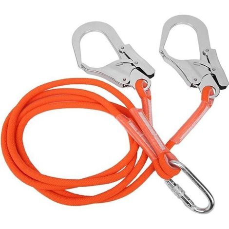 Corde de sécurité pour escalade et travaux en hauteur – Ceinture antichute certifiée CE avec mousquetons en acier, longueur 1,6 m – Sangle de protection dorsale et ventrale pour professionnels et amat (1/5)