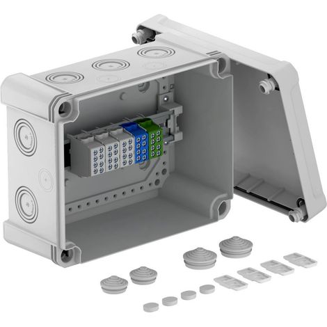 OBO Bettermann Caja de derivación para cables Borne de derivación de línea principal 240x191x125 Policarbonato gris claro RAL 7035, 2005312