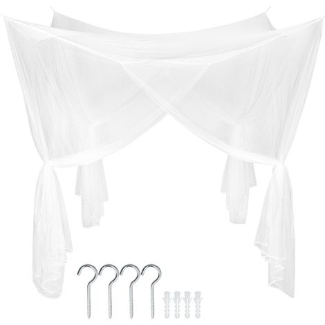 Moustiquaire pour lits simples et doubles en polyester blanc