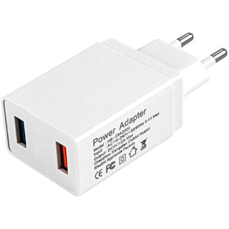 Adaptateur Secteur - Double Port USB - 5 V 2 A - Pour Charge Rapide iPhone iPad - Compact Portable - 1 Pièce (1/3)