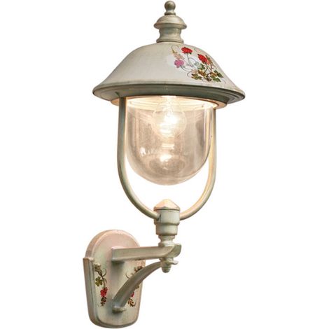 Applique Classica Esterno Bari Metallo Ceramica Bianco Sfumato Oro 1 Luce E27 (1/5)