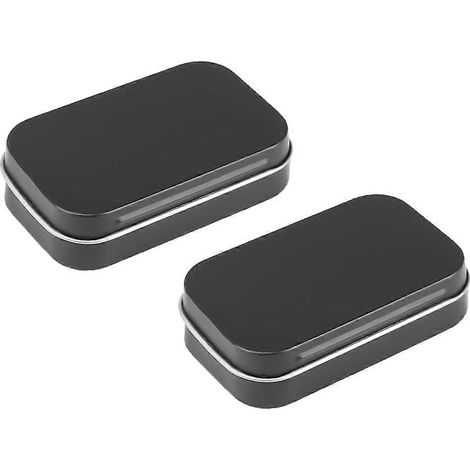 Set aus 2 kleinen rechteckigen Aufbewahrungsboxen aus Metall mit Deckel, schwarz, ideal für die Aufbewahrung zu Hause. (1/5)