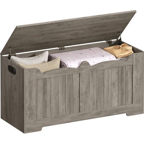 Coffre de Rangement, Banc de Rangement, Banc à Chaussures, 2 Charnières Stables, 40 x 100 x 48 cm, pour Entrée, Chambre, Salon, Ivoire Clair (1/5)