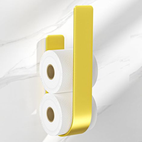 Porte Papier Toilette, Rangement Support Papier Toilette Mural pour 3 Rouleaux, Porte Papier WC sans Percage, Or (1/5)