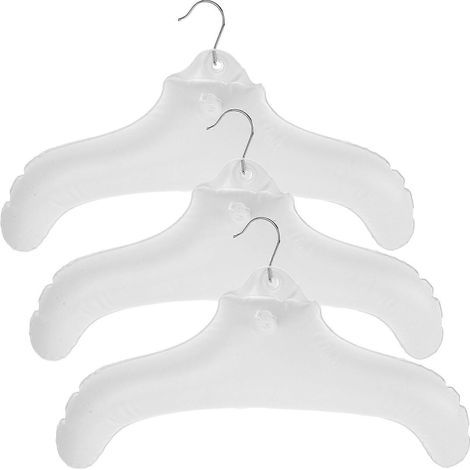 3er-Set Kleiderbügel mit Clips für Kleidung, Outdoor-Kleiderbügel, Camping-Kleiderbügel, aufblasbare Kleiderbügel – 44,00 x 25,00 x 0,30 cm – Weiß (1/3)