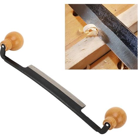 DPZO Couteau à Tirage Droit, Couteau à Raser à Double Manche en Bois Antidérapant avec Lame en Acier au Tungstène pour le Travail du Bois, Lames de Couteau 155mm -DPZO
