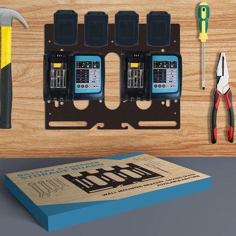 Support mural 3 en 1 pour batteries Makita, support pour chargeurs Makita DC18RC/DC18RD/DC18RF/DC18SD, support de suspension pour perceuses sans fil, station de charge pour perceuses sans fil. (1/5)